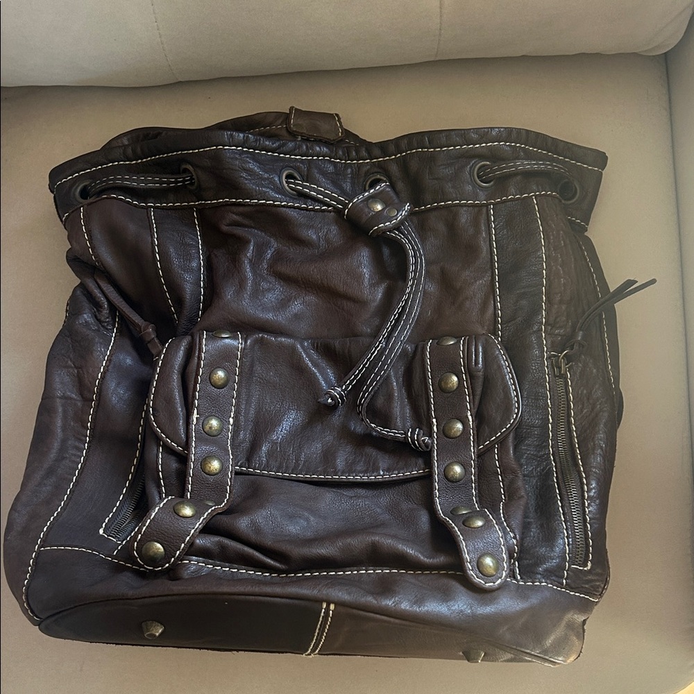 Elegant Brown Leather Women's Backpack